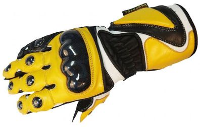 Bangla Motorrad Handschuhe Motorradhandschuhe Quad Leder 5011 gelb weiss XL