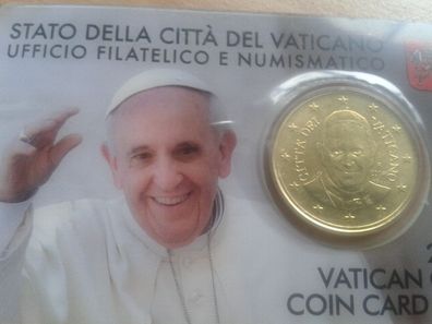 Original 50 cent 2014 coincard Vatikan 2014 Nr. 5 Papst Franziskus