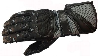 Bangla Motorradhandschuhe Motorrad Handschuhe Leder Grau Schwarz M