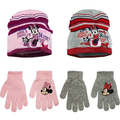 Minnie Mouse 2tlg. Set Wintermütze und Handschuhe Strickmütze Lizenzartikel