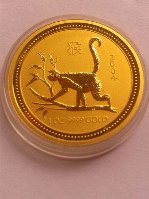 100$ 2004 1 Unze 31,1g 999er Gold Australien Lunar Affe in Münzdose