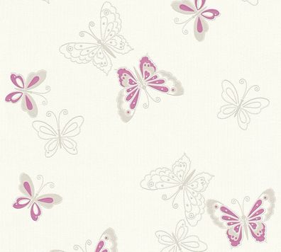 Vlies Tapete Schmetterlinge creme weiß flieder Happy Spring 34765-1 A.S. Creation