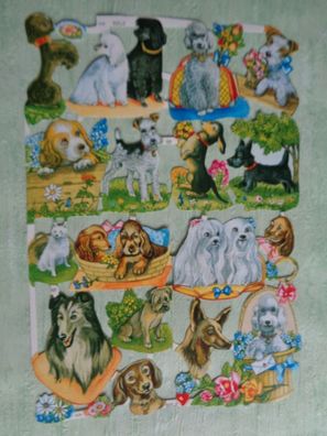 mamelok England Glanzbilderbogen Scraps Sheets Chromo MLP 1658 1659 Tiere Hunde