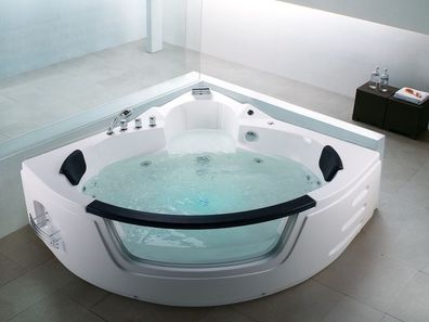 Whirlpool Badewanne mit 12 Massage Düsen + LED Eckwanne Luxus Spa günstig neu