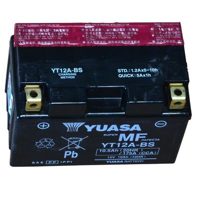 Yuasa YT12A-BS wartungsfreie AGM Motorrad Batterie für Aprilia Tuono 1000/ RSV