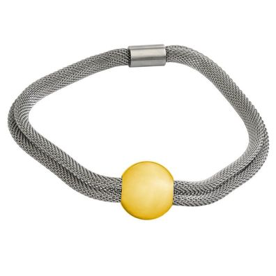 Milanaise Geflecht Halskette Kugel gold farbig Edelstahl Neodym Magnetverschluss