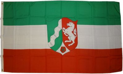 Flagge Nordrhein-Westfalen 90 x 150 cm Fahne mit 2 Ösen 100g/ m² Stoffgewicht Hissen