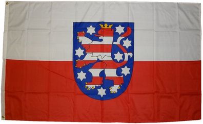 Flagge Thüringen 90 x 150 cm Fahne mit 2 Ösen 100g/ m² Stoffgewicht Hissflagge Hiss