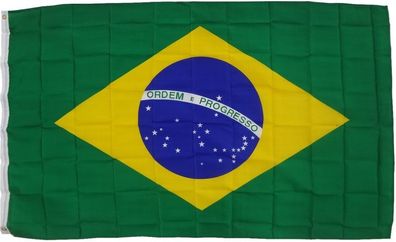 Flagge Brasilien 90 x 150 cm Fahne mit 2 Ösen 100g/ m² Stoffgewicht Hissflagge f. Ma