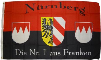 Flagge Nürnberg Nr.1 90 x 150 cm Fahne mit 2 Ösen 100g/ m² Stoffgewicht Hissflagge