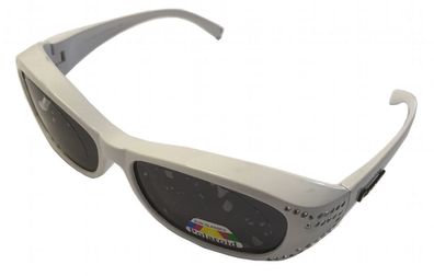 Figuretta Sonnenbrille Überbrille in weiß mit Strass Optik Brille UV Sonnenschutz