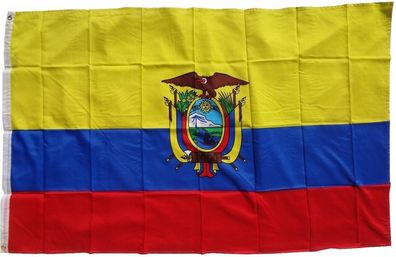 XXL Flagge Ecuador 250 x 150 cm Fahne mit 3 Ösen 100g/ m² Stoffgewicht Hissflagge Hi