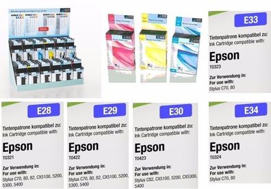 5 Stück Druckerpatrone Tintenpatrone Epson E28 E29 E30 E33 E34. NEU, Original-Packung
