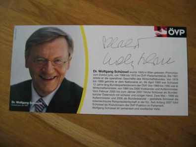 Österreich Bundeskanzler ÖVP Dr. Wolfgang Schüssel - handsigniertes Autogramm!!!