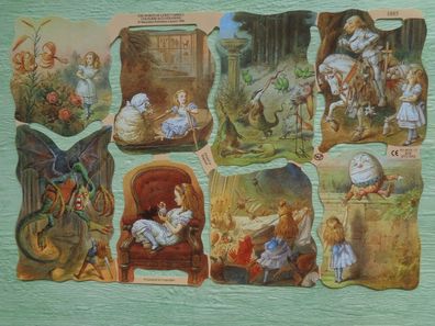 Glanzbilderbogen Scraps Mamelok mlp 1885 Alice im Wunderland Lewis Carroll