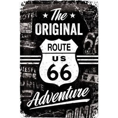 Blechschild 20 x 30 cm, Route 66 The Original Adventure, Werbeschild Art. 22224