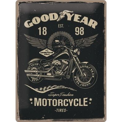 Blechschild 30 x 40 cm, Goodyear - Motorcycle, Werbeschild Art. 23242