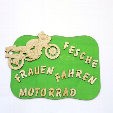 witziges Türschild für Bikerin, Fesche Frauen fahren Motorrad, Geschenkidee Holz