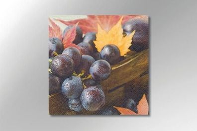Serviette "purple grapes" - 3-lagig - 33 x 33 cm - 1/4-falz - 20 Stück/ Paket