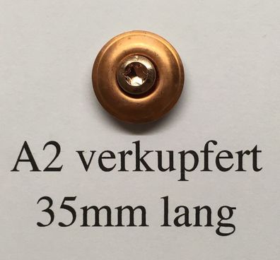 100 verkupferte Edelstahl Spenglerschrauben 4,5x35mm 2-teilig 20mm Scheibe