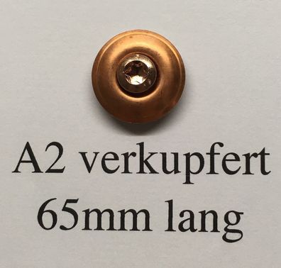100 verkupferte Edelstahl Spenglerschrauben 4,5x65mm 2-teilig 20mm Scheibe