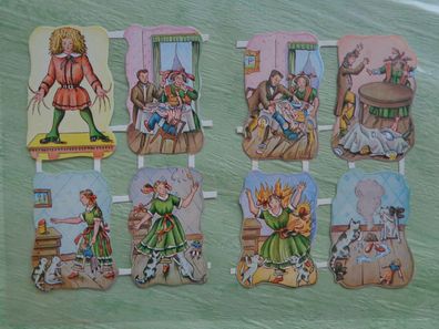 alte Glanzbilderbogen Scraps Struwwelpeter WK WS ??? Wilhelm Busch geteilter Bogen