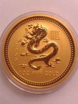 Original 100$ 2000 Australien 2000 31,1g 1 Unze 999er Gold Lunar Drache