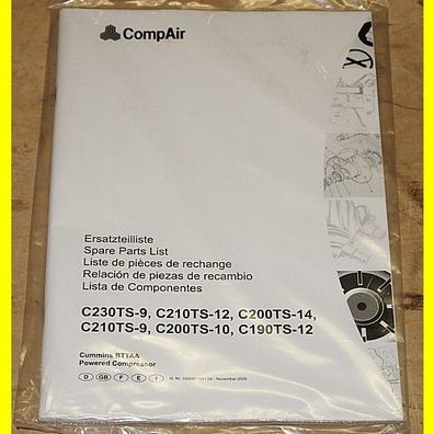 CompAir Compressor Ersatzteilliste für C230TS-9, C210TS-12, C200TS-14, C210TS9