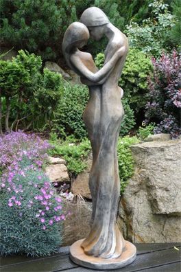 Skulptur Liebespaar Tristan & ISOLDE Steinguss Rosteffekt Figur Gartendekoration