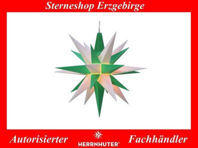 Herrnhuter StMinistern A1e weiss-grün Kunststoffstern 13 cm mit LED ! vom Fachhändler