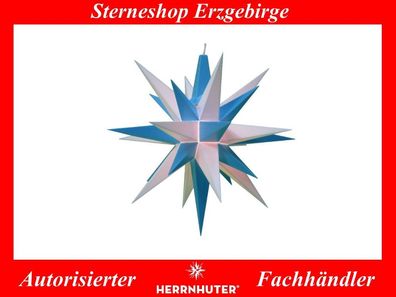 Herrnhuter Stern Ministern A1e weiss-blau Kunststoffstern 13 cm mit LED !