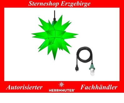 Herrnhuter Stern Kunststoffstern A4 grün 40 cm mit Beleuchtung 5 Meter Kabel LED