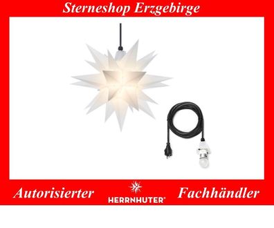 Herrnhuter Stern Kunststoffstern A4 opal 40 cm mit Beleuchtung 5 Meter Kabel LED