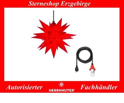 Herrnhuter Stern Kunststoffstern A4 rot 40 cm mit Beleuchtung 5 Meter Kabel LED
