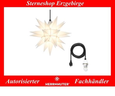 Herrnhuter Stern Kunststoffstern A4 weiß 40 cm mit Beleuchtung 5 Meter Kabel LED