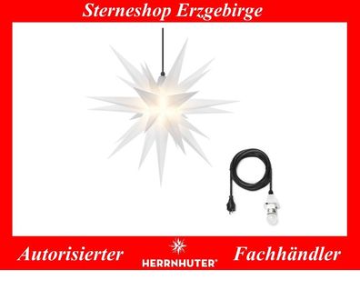 Herrnhuter Stern Außenstern Kunststoff A7 opal 68 cm mit Beleuchtung 5 Meter Kabel