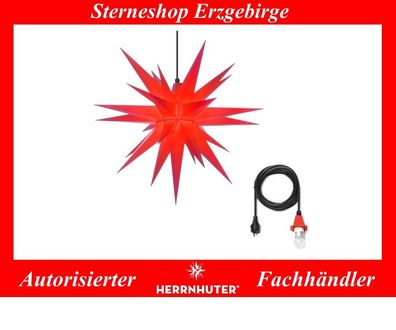 Herrnhuter Stern Außenstern Kunststoff A7 rot 68 cm mit Beleuchtung 5 Meter Kabel