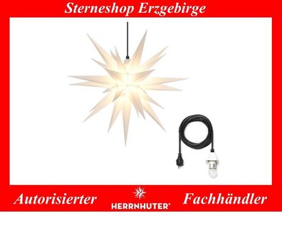 Herrnhuter Stern Kunststoffstern A7 weiß 68 cm mit Beleuchtung 5 Meter Kabel