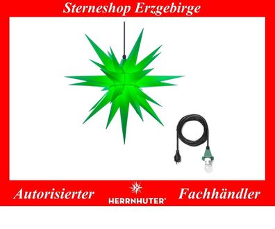 Herrnhuter Stern Kunststoffstern A7 grün 68 cm mit Beleuchtung 5 Meter Kabel LED
