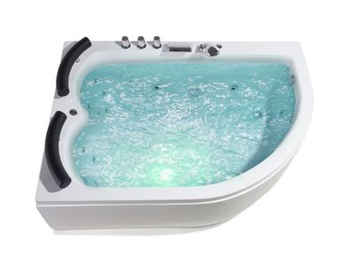 Doppel Whirlpool Badewanne LINKS mit 15 Massage Düsen LED Eckwanne Luxus Spa günstig