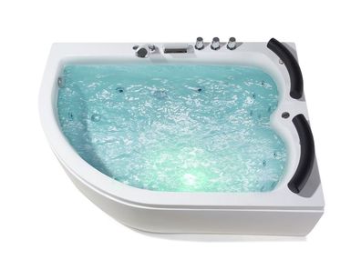 Doppel Whirlpool Badewanne RECHTS mit 15 Massage Düsen LED Eckwanne Luxus Spa günstig