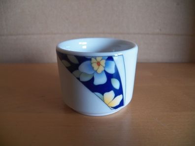 Eierbecher weiß mit blau m. gelber u. hellblauer Blume/ Wunsiedler R