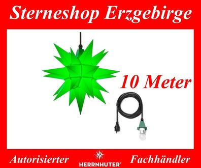 Herrnhuter Stern Adventsstern Kunststoffstern A4 grün 40 cm mit Beleuchtung 10 Meter