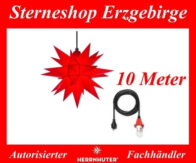 Herrnhuter Stern Adventsstern Kunststoffstern A4 rot 40 cm mit Beleuchtung 10 Meter