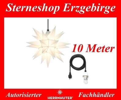 Herrnhuter Stern Adventsstern Kunststoffstern A4 weiß 40 cm mit Beleuchtung 10 Meter
