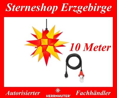 Herrnhuter Stern Adventsstern Außenstern A4 gelb-rot 40 cm mit Beleuchtung 10 Meter