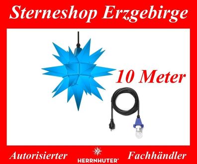 Herrnhuter Stern Adventsstern Kunststoffstern A4 blau 40 cm mit Beleuchtung 10 Meter