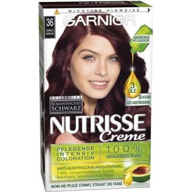 Garnier Nutrisse Dunkle Kirsche 36 Intensive Creme Farbkraft Haarfarbe mit 3 Öle