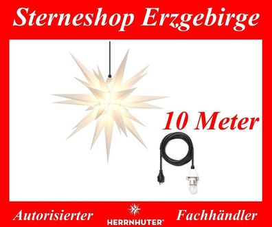Herrnhuter Stern Adventsstern Kunststoffstern A7 weiß 68 cm mit Beleuchtung 10 Meter