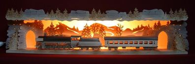 3D-Schwibbogen-Erhöhung Sockel Bank 76cm Eisenbahn Lok Dampflok Zug Erzgebirge